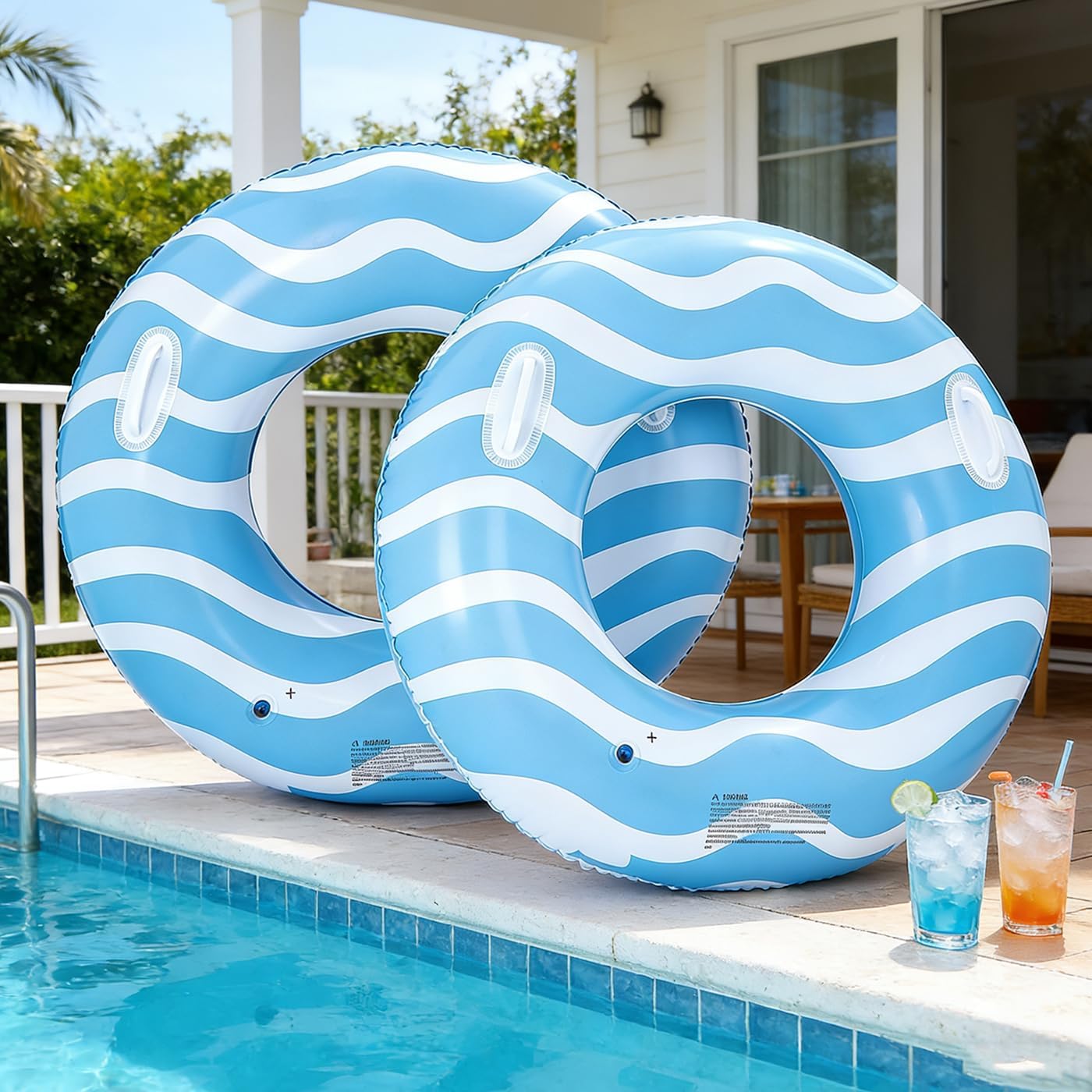 Set of Striped Pool Floats Adult-Extra Large Bachelorette Pool Inflatable Pool Floaties Raftst Floating Chair Water Floaties for Swimming Pool Graduation Beach Floats Vacation Pool Party
