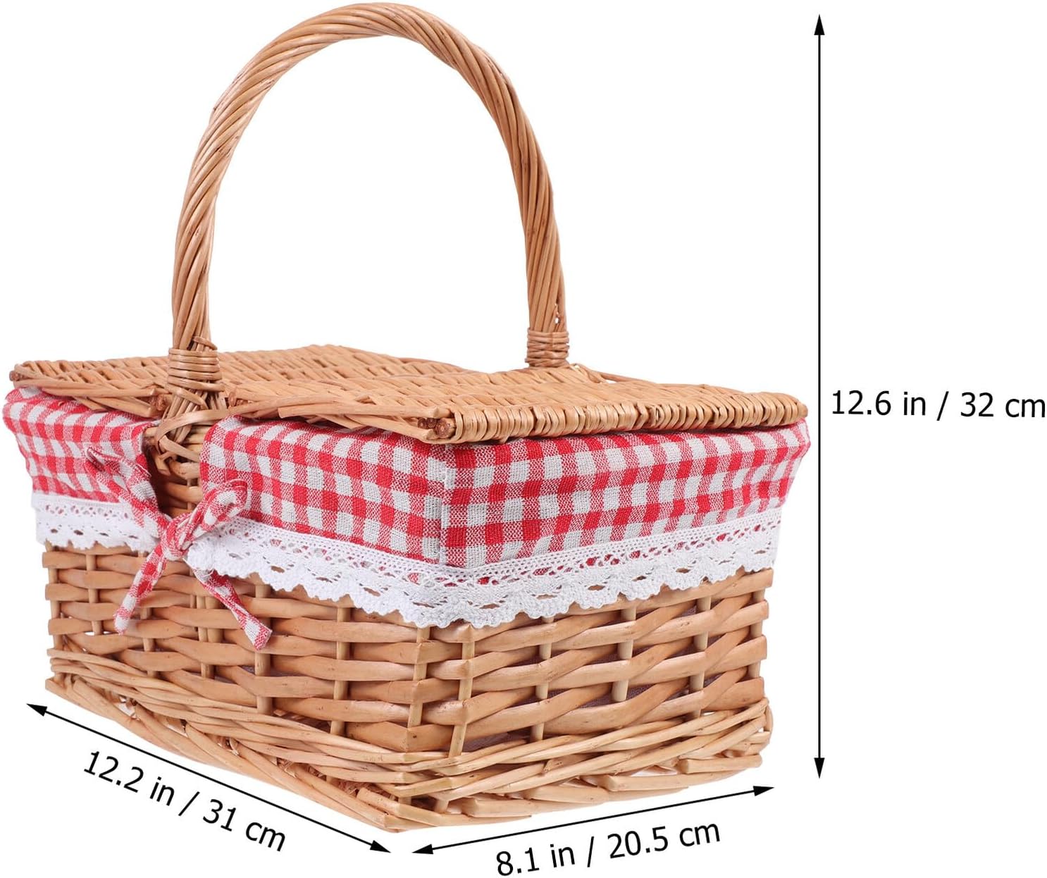 Portable Storage Picnic Basket with Lid Small Woven Straw Basket 20x30cm Portable Outdoor Sundries Organizer for Travel and Camping