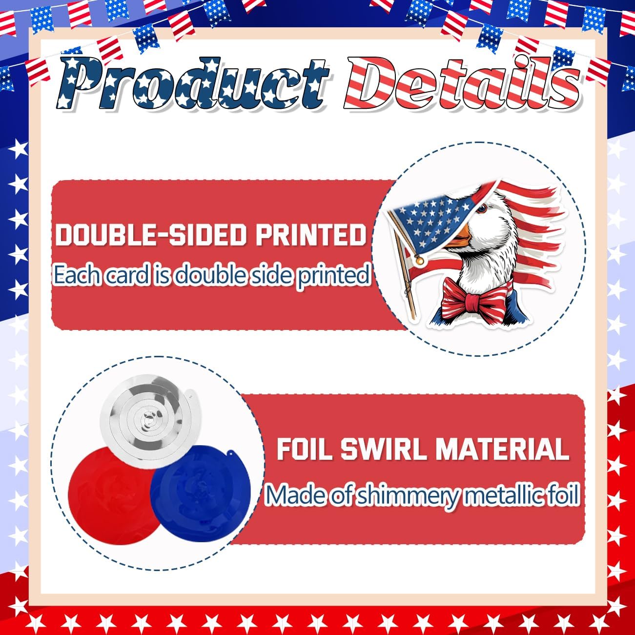 4th of July Decorations Independence Day Spiral Banner Hanging Decoration American Style Goose Pattern Happy 4th of July Banner Independence Day Party Supplies image 4