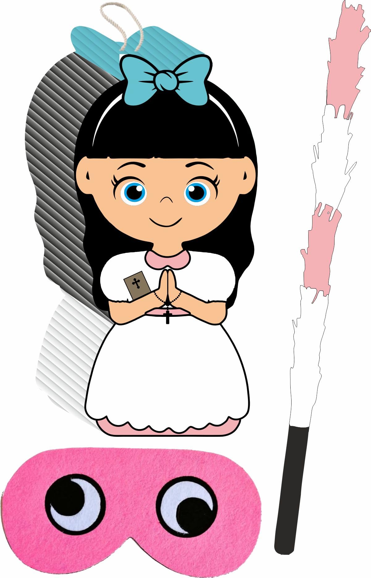 Piñata cumpleaños infantil hecha a mano comunión niña (Grande 70x35x10 Centímetros)