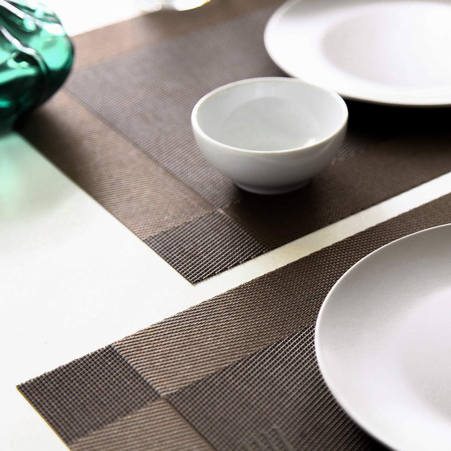 Tan Table Placemats Set of 6 PVC Heat Resistant Place Mats for Kitchen Table Waterproof Vinyl Placemat for Dining Table Dinner Mats Outdoor and Farmhouse Table Mats Set 17"×11.8" 6PCS