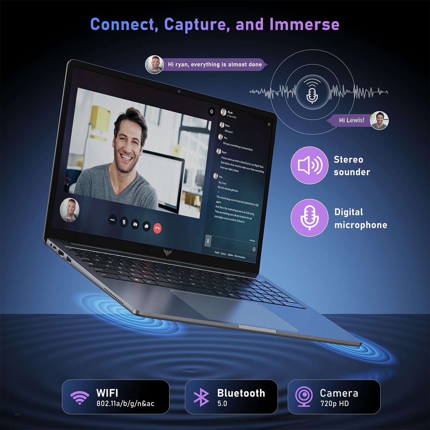 2026 15.6 Inch FHD Laptop 12th Gen N95 Quad-Core (Processor Up to 3.4GHz) - 16GB DDR4 RAM 512GB M.2 SSD, Support Dual-Band WiFi, HDMI,USB 3.2, BT 5.2, 1200 16:9HD Display,5000mAh Long-Battery — view 6