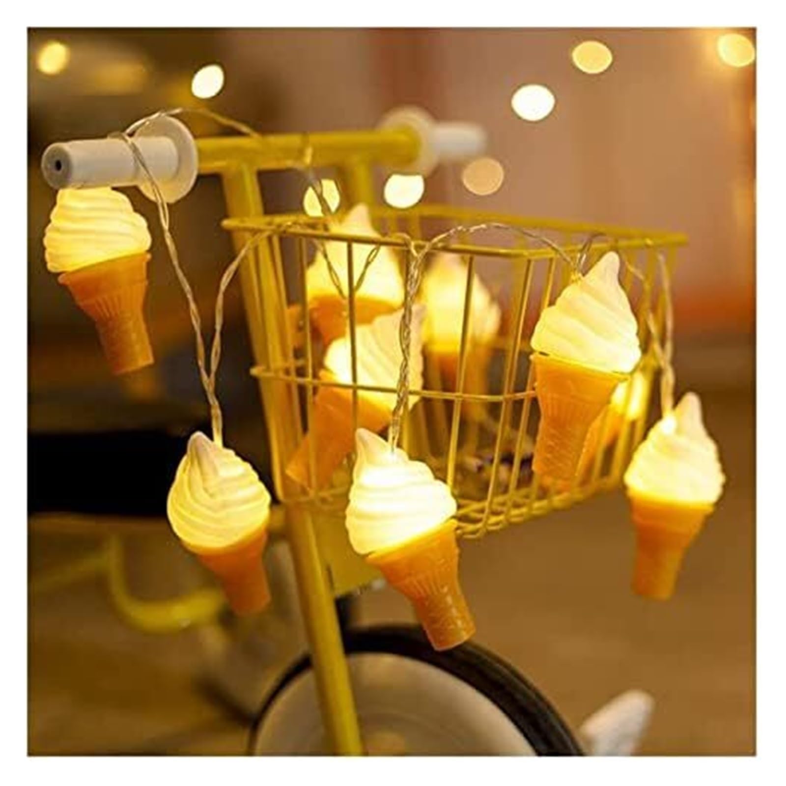 JFGCTYHXY String Lights, 6.5FT 10LED Warm White Decoration Lights|Battery Operated Fairy for Indoor Holiday Birthday Party Than(Ice Cream)