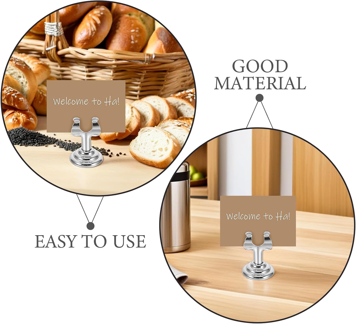 9pcs Stainless Steel Bakery Food Label Stand U-shaped Price Holder Clips for Party and Wedding Display Tags in Silver Minimalist Style
