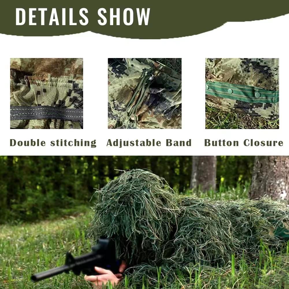 3D Tarnanzug Gillie Camouflage 5-teilig – Wiederverwendbar Für Jagd, Fotografie & Outdoor
