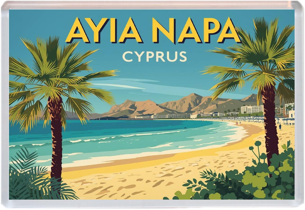 Baked Bean Store Multicolor Ayia Napa - Cyprus - Jumbo Artistic Fridge Magnet 96 X 67Mm Bbsfhm3004