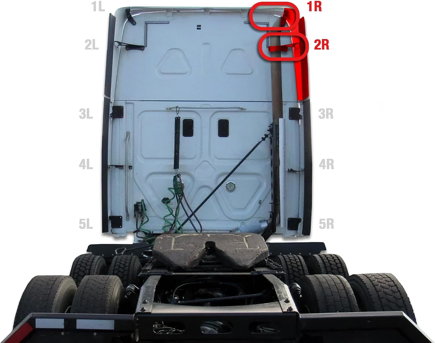 Top Cab Cabin Wing Fairing Narrow Version w/Rubber Stripe & Brackets Set for Right Passenger Side, Compatible with Freightliner Cascadia 2008-2017,+ Logo, 2X 22 Wipers, License Plate Frame, Vest