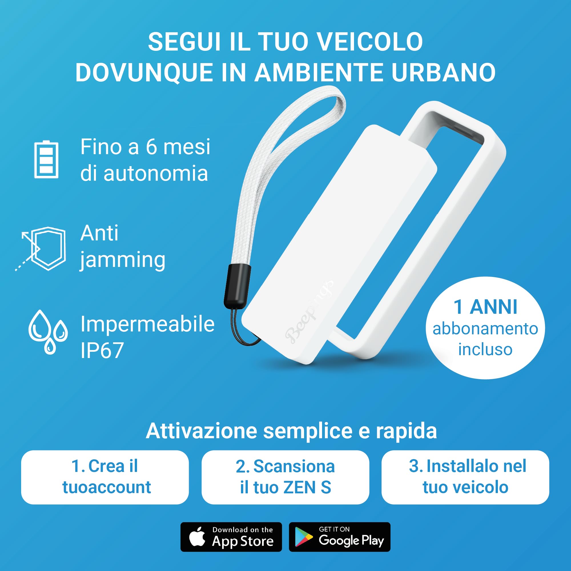 Pack ZEN S + Convertitore; GPS Tracker per Auto, Moto, Scooter