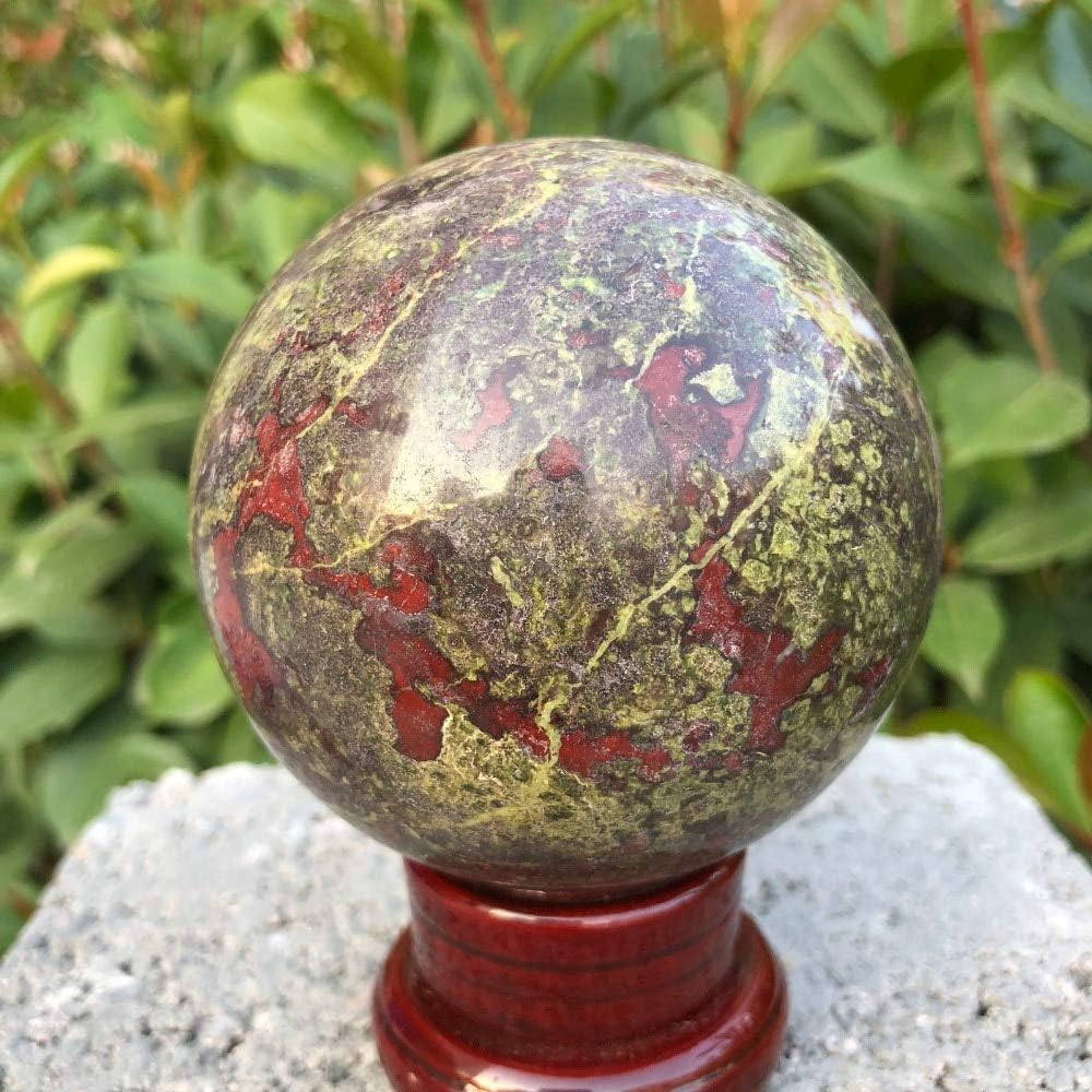 Amazon Com Decorative Stone Natural Dragon Blood Stone Jasper Crystal Sphere Ball Rieki Healing For Home Decoration Size About70 80mm Garden Outdoor