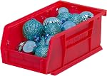 Akro-Mils 30220 AkroBins Plastic Storage Bin Hanging Stacking Containers, (7-Inch x 4-Inch x 3-Inch), Red, (24-Pack)