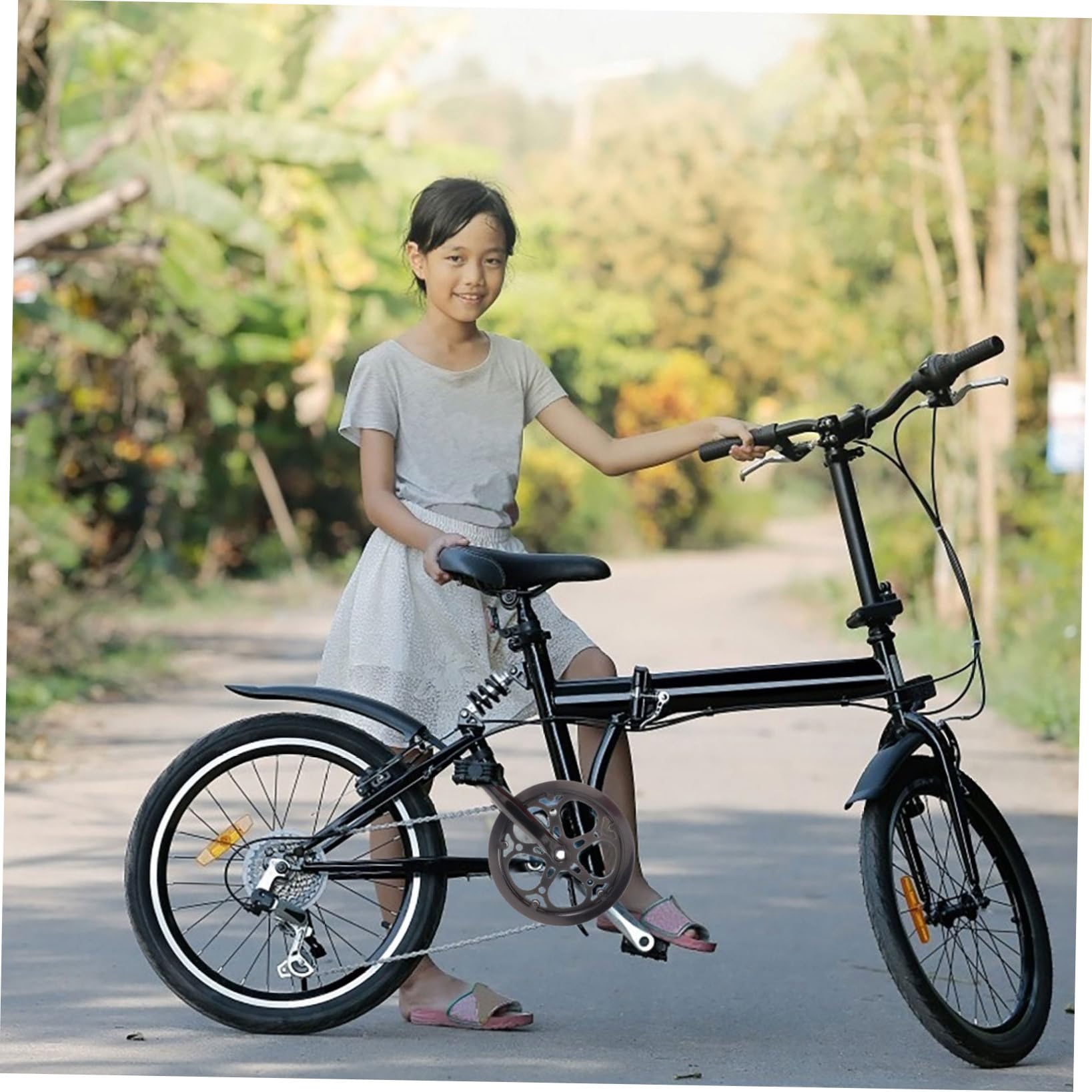 Mikikit Guarnitura Singola Pedivella da 170mm per Bici Corona da 52 Denti in Ferro Nero Resistente all'Usura, Accessorio di Ricambio per Bicicletta da Strada