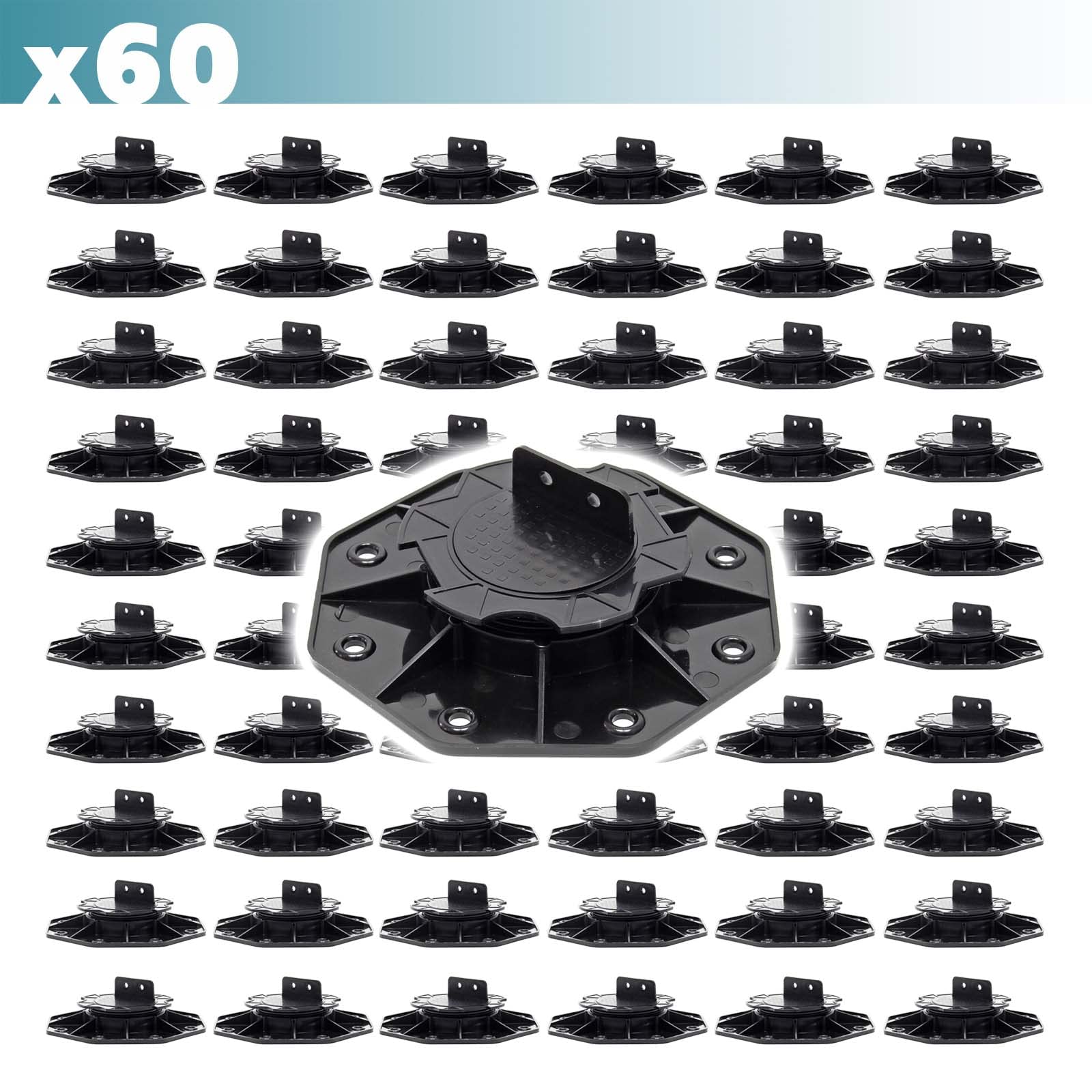 XPOtool Juego de 60 bases regulables para terraza carga máxima 2700kg ajustable en altura 18-25 mm