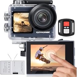 Go Pro 10Black Exprotrek Cámara de acción 4K con Pantalla táctil, EIS Gran Angular de 170°, cámara subacuática Impermeable de 40 m, cámara Deportiva de Control Remoto con Kit de Accesorios para Casco