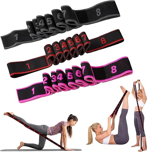 Miniatura 11 de Bandas de resistencia de fitness para estiramiento y yoga, banda de resistencia elástica numérica con marcas, banda de resistencia numerada bandas