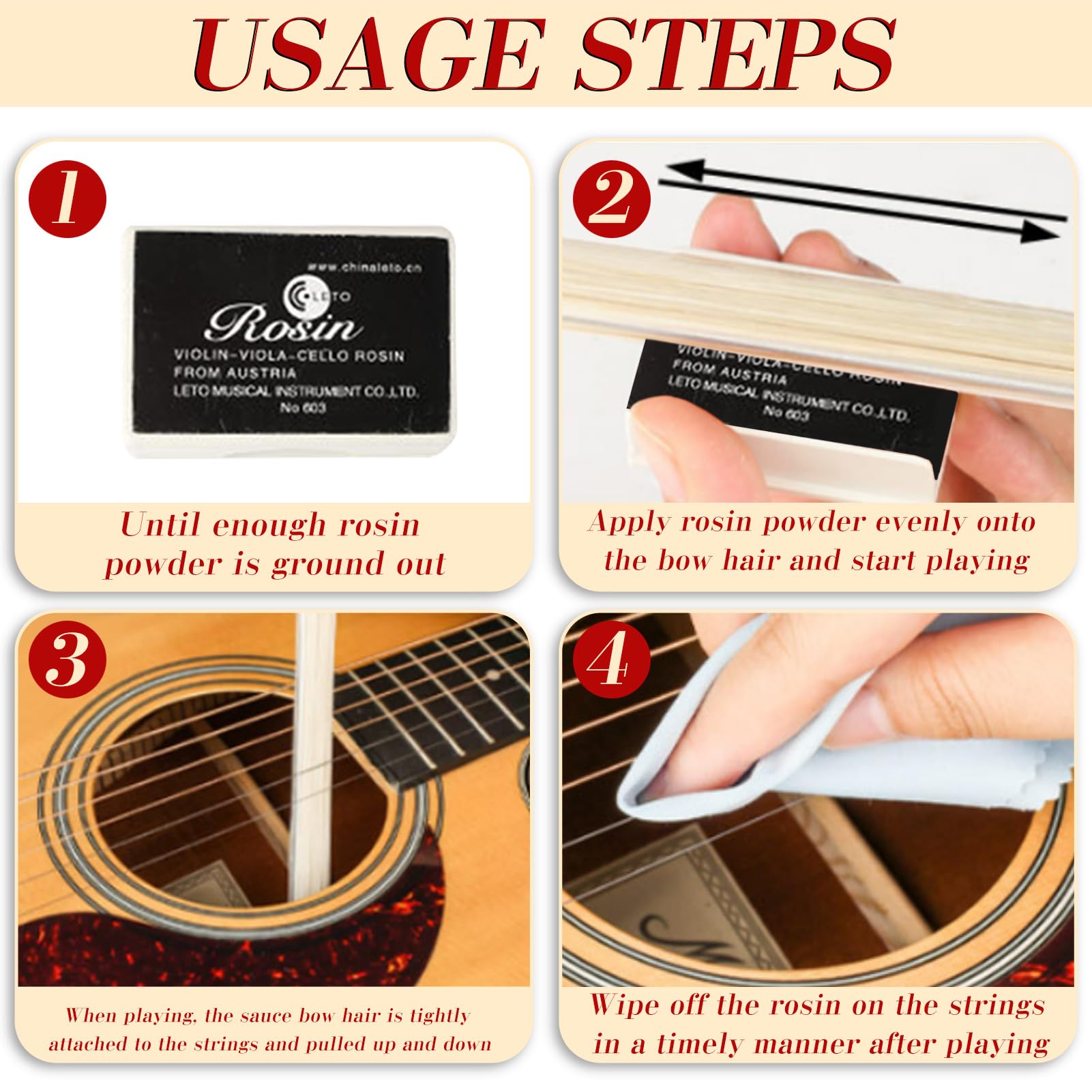 Amycute Bogen für Gitarre, Guitar Bow mit Kolophonium, Doppelseitiger Gitarrenbogen mit Integriertem Plektrum, Mehrzweck-Zupfsaiten-Werkzeug, Geschenk für Gitarrenliebhaber