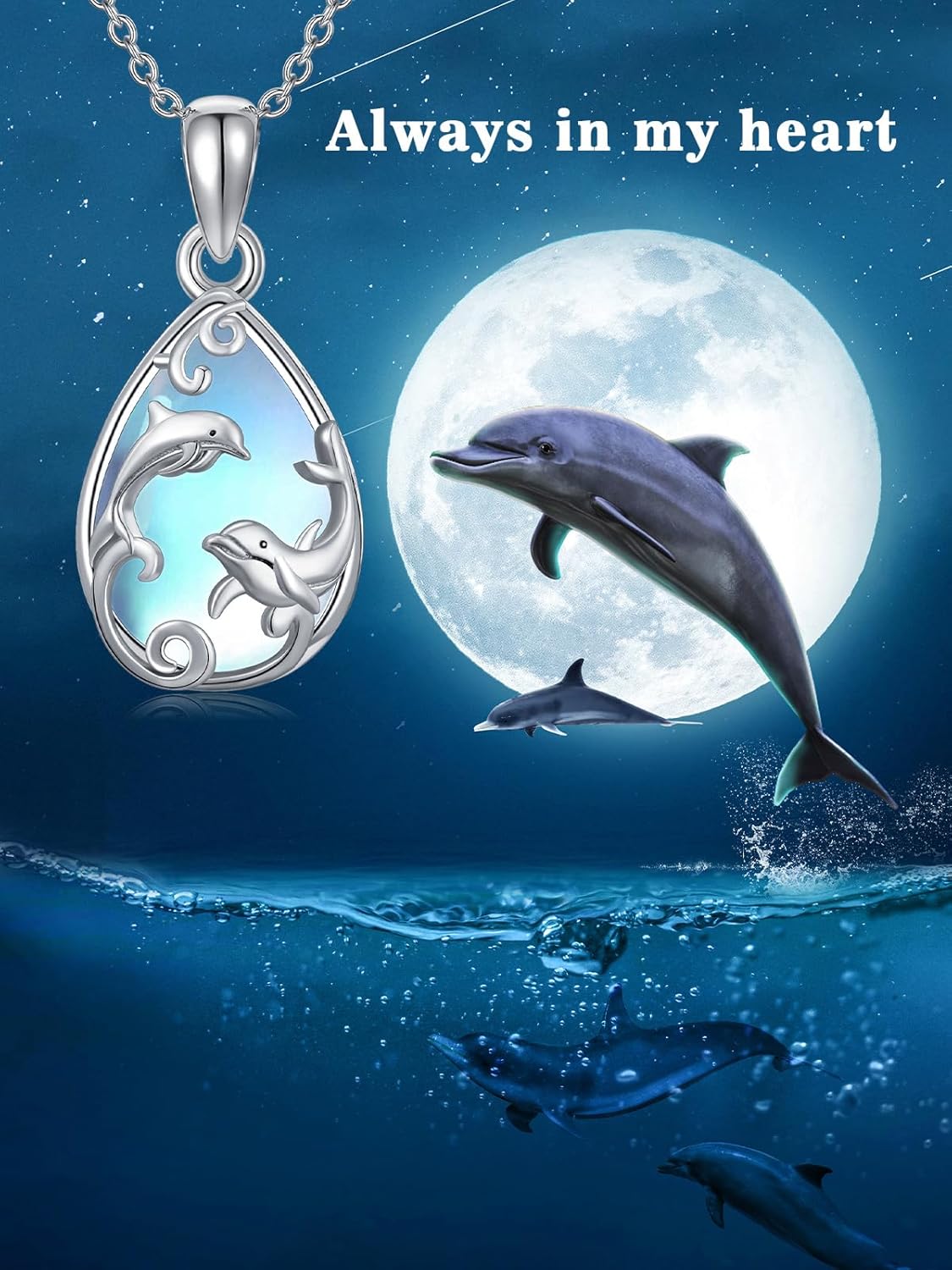 WINNICACA Dolphin Necklace for Ashes Sterling Silver Moonstone Cremation Jewelry for Ashes Memorial Necklace Keepsake for Holiday Remembrance | In Loving Memory Gifts for Women - Image 6