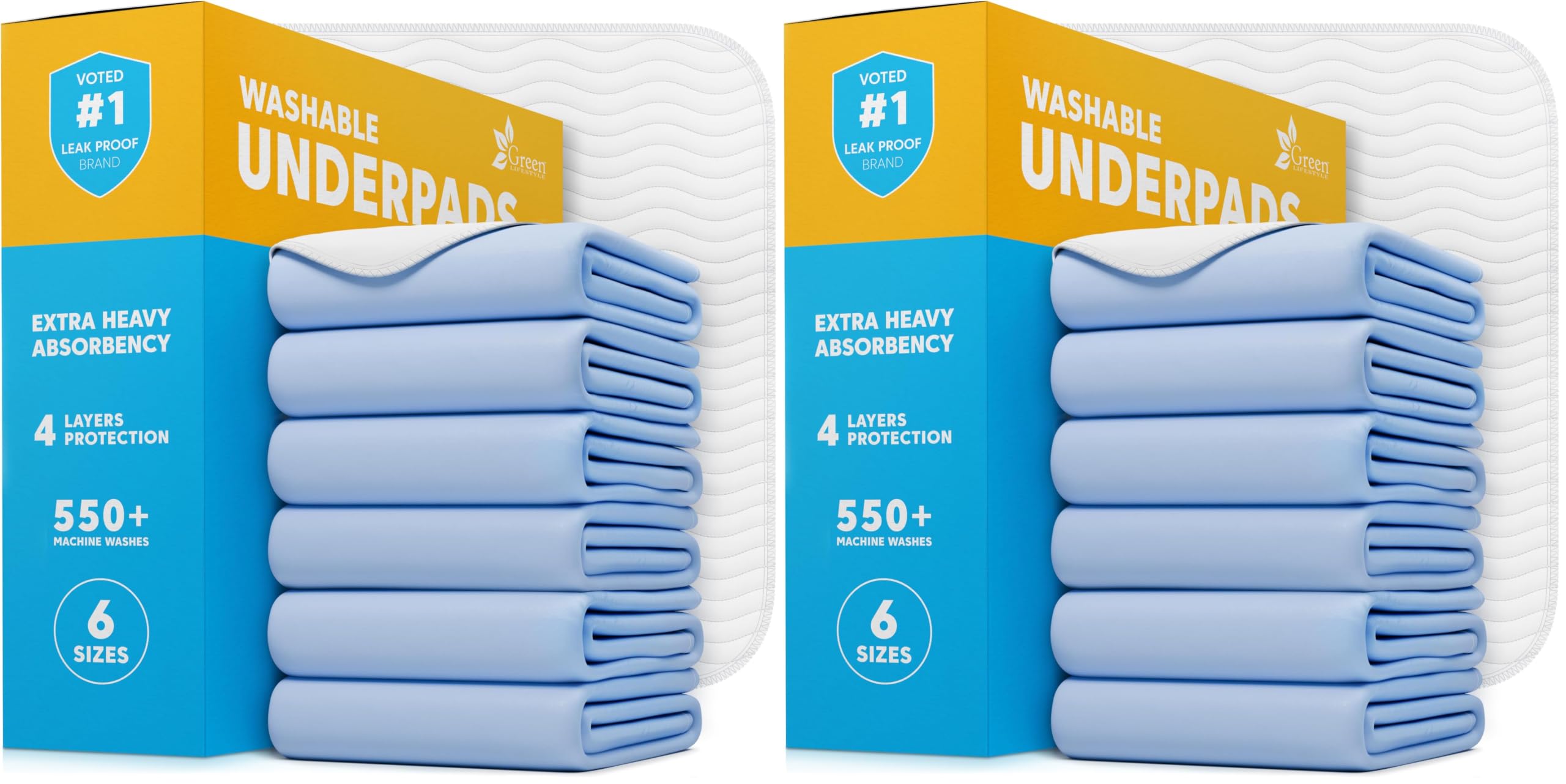 GREEN LIFESTYLE Washable Underpads - Large Bed Pads for use as Incontinence Bed Pads, Reusable Pet Pads, Great for Dogs, Cats, Bunny, Seniors Bed Pad (Pack of 12 - 30x34)
