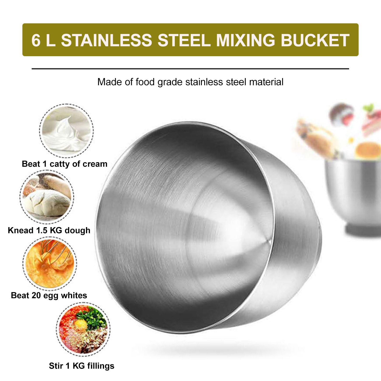 Impastatrice Planetaria 3 in 1, 6 velocità di Regolazione, Impastatrice Elettrica da Cucina con Gancio per Impastare, Frusta A Filo E Frusta, Tritacarne, Frullatore, per Pasticcerie