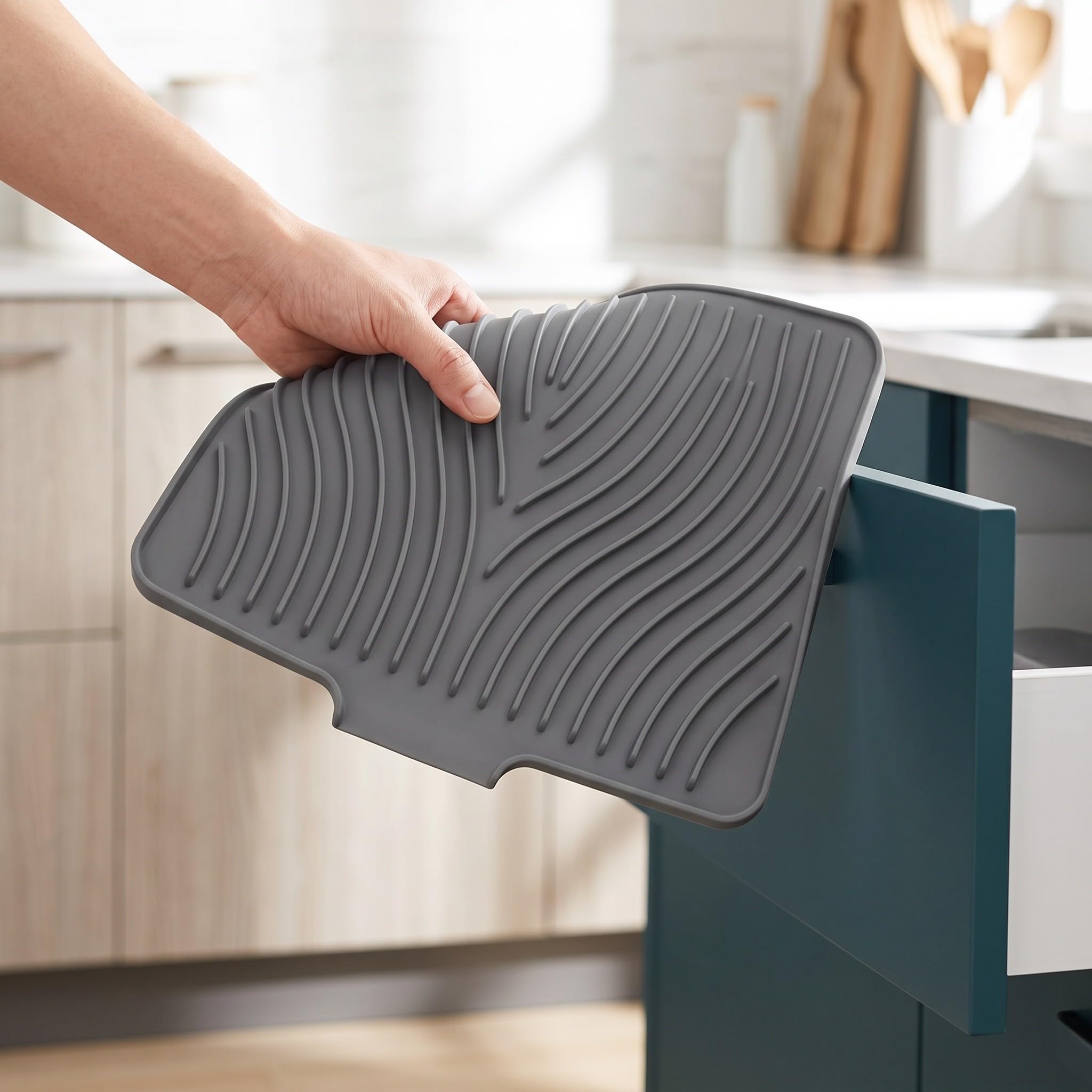 INOOMP 2 tappetini asciugapiatti in silicone per piano cucina, resistenti