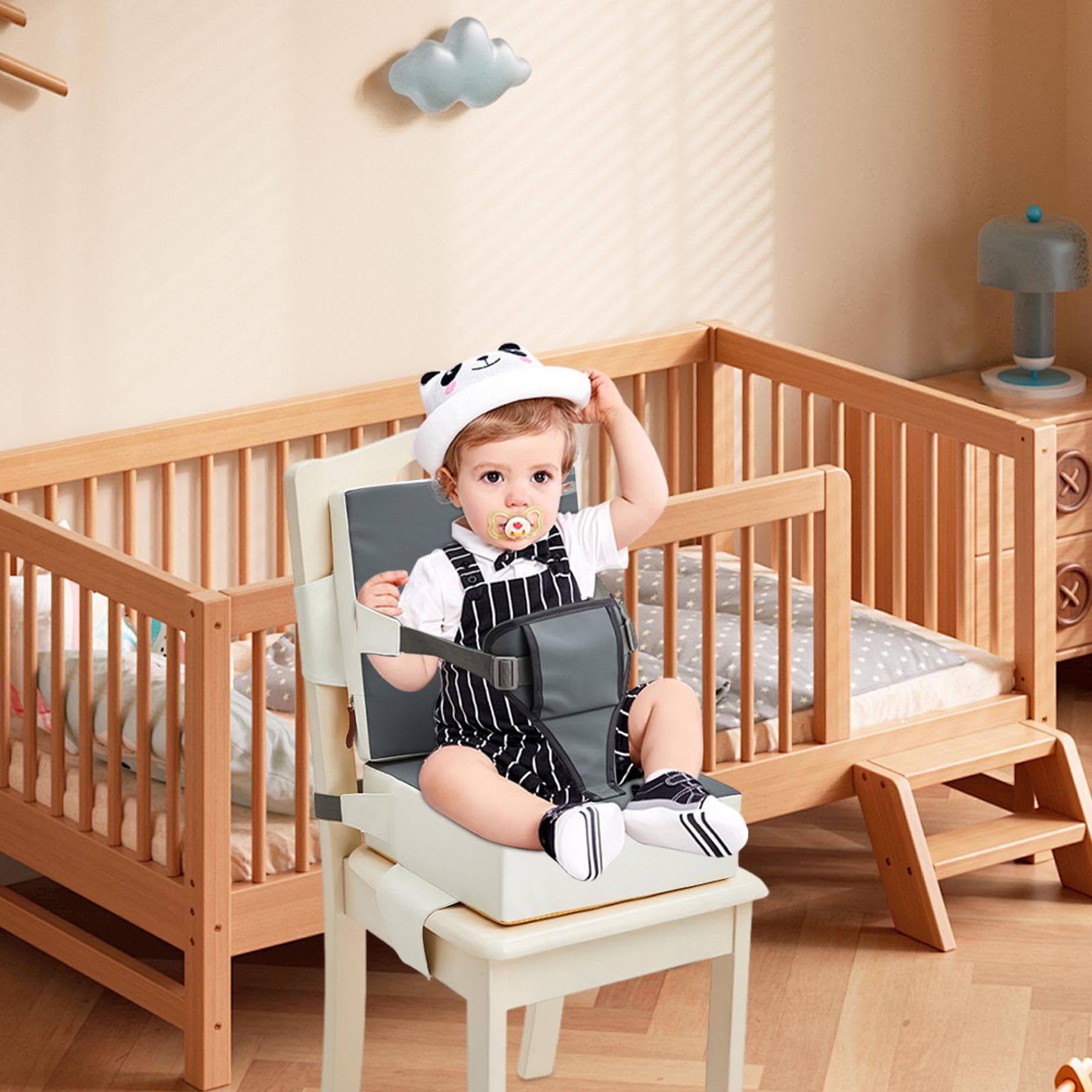 Wzmacniacz Krzesła do Jadalni Siedzisko Przenośne Podróżne Booster Seat dla Malucha z Regulowaną Poduszką Wspomagającą