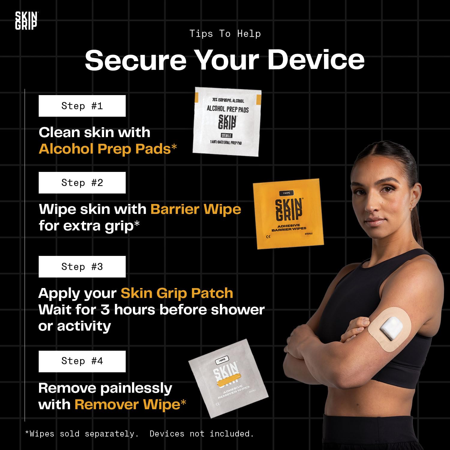 Skin Grip Toppe adesive per Dexcom G7 & Stelo CGM, copertura impermeabile e a prova di sudore per sensore di monitoraggio continuo del glucosio, rimane al sicuro per 10-15 giorni, confezione da 10