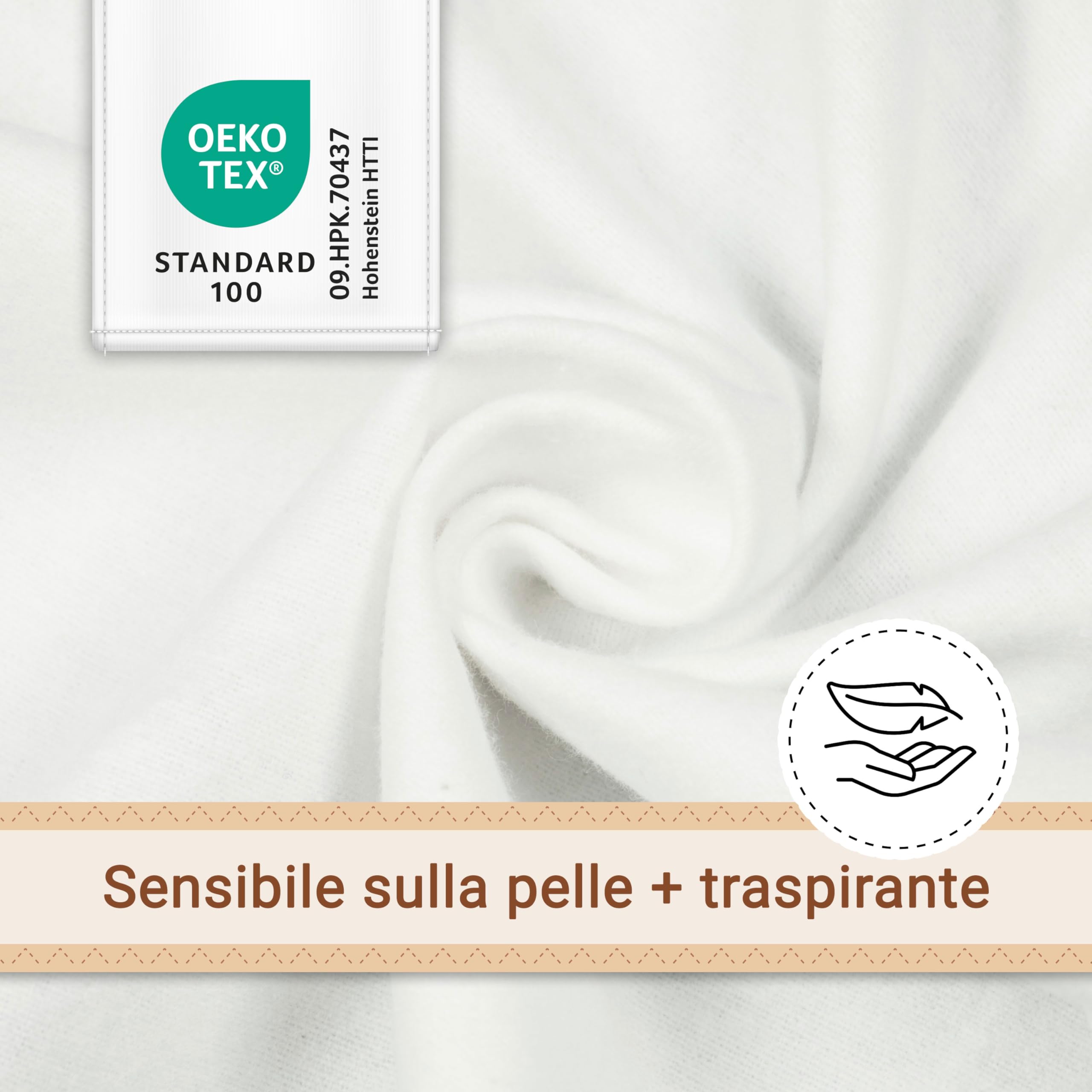 ZOLLNER 5 Mussole in 80x80 cm - cotone - fasciatoio super assorbente - morbido e riscaldante - lavabile a 95°C - bianco naturale - Certificato OEKO-TEX (R)