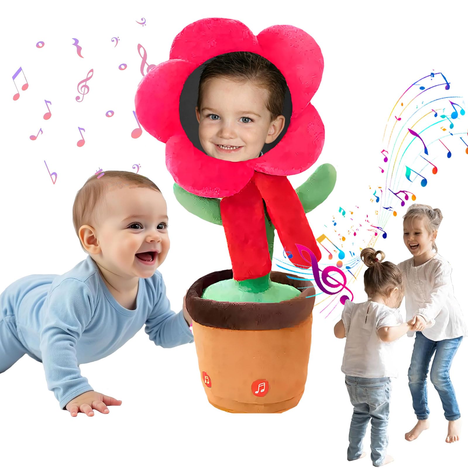 Generico Girasole che canta, giocattolo con fiori che si ripetono | Girasole parlante ripetuto - Morbido girasole elettrico Ripeti quello che dici Peluche per festival, bambino