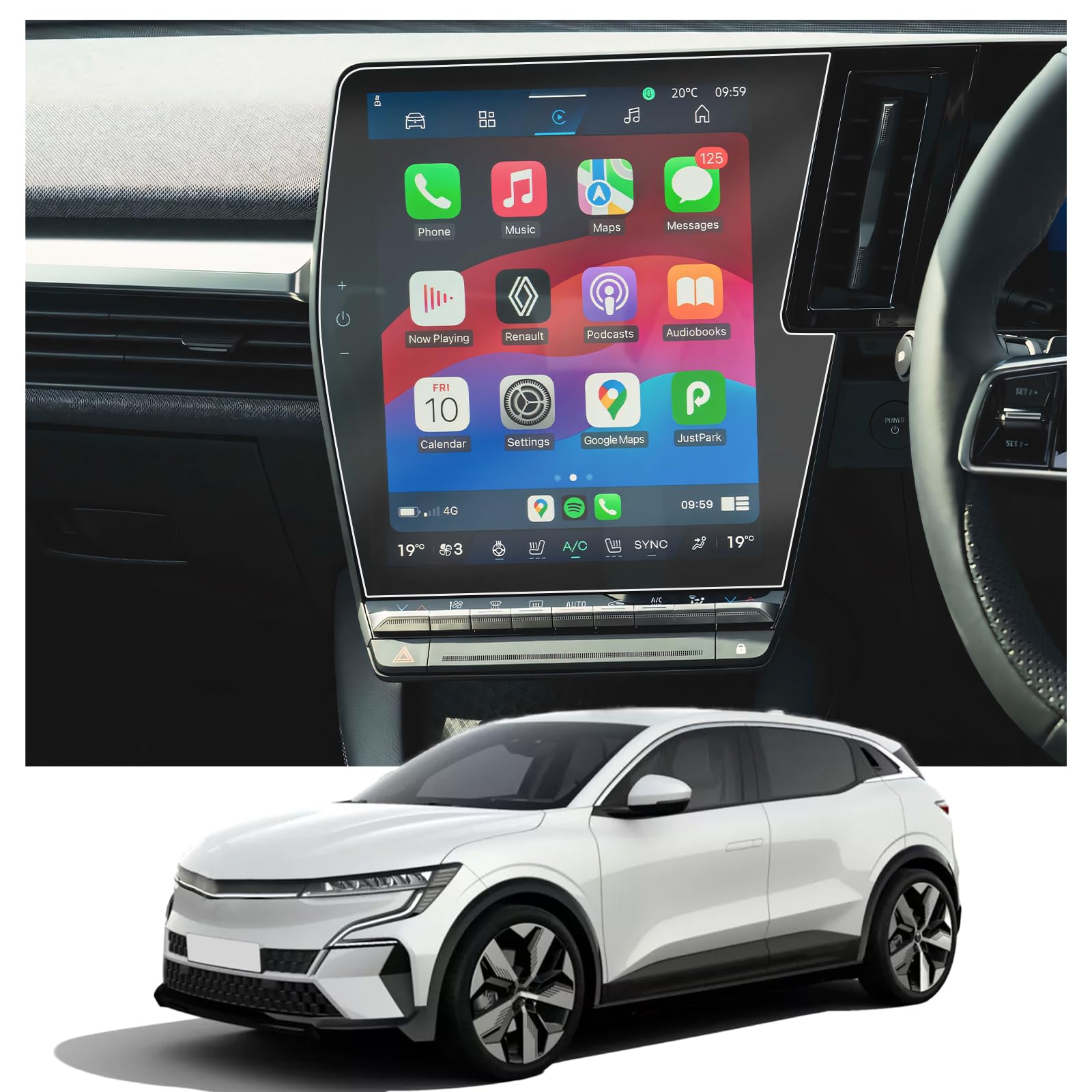 GAFAT Pellicola Protettiva Per Renault Megane E-Tech 2022-2025 | 2 Pezzi Per Digital Cockpit 12,3'' | Anti-Graffio 9H E Antibatterica - 2