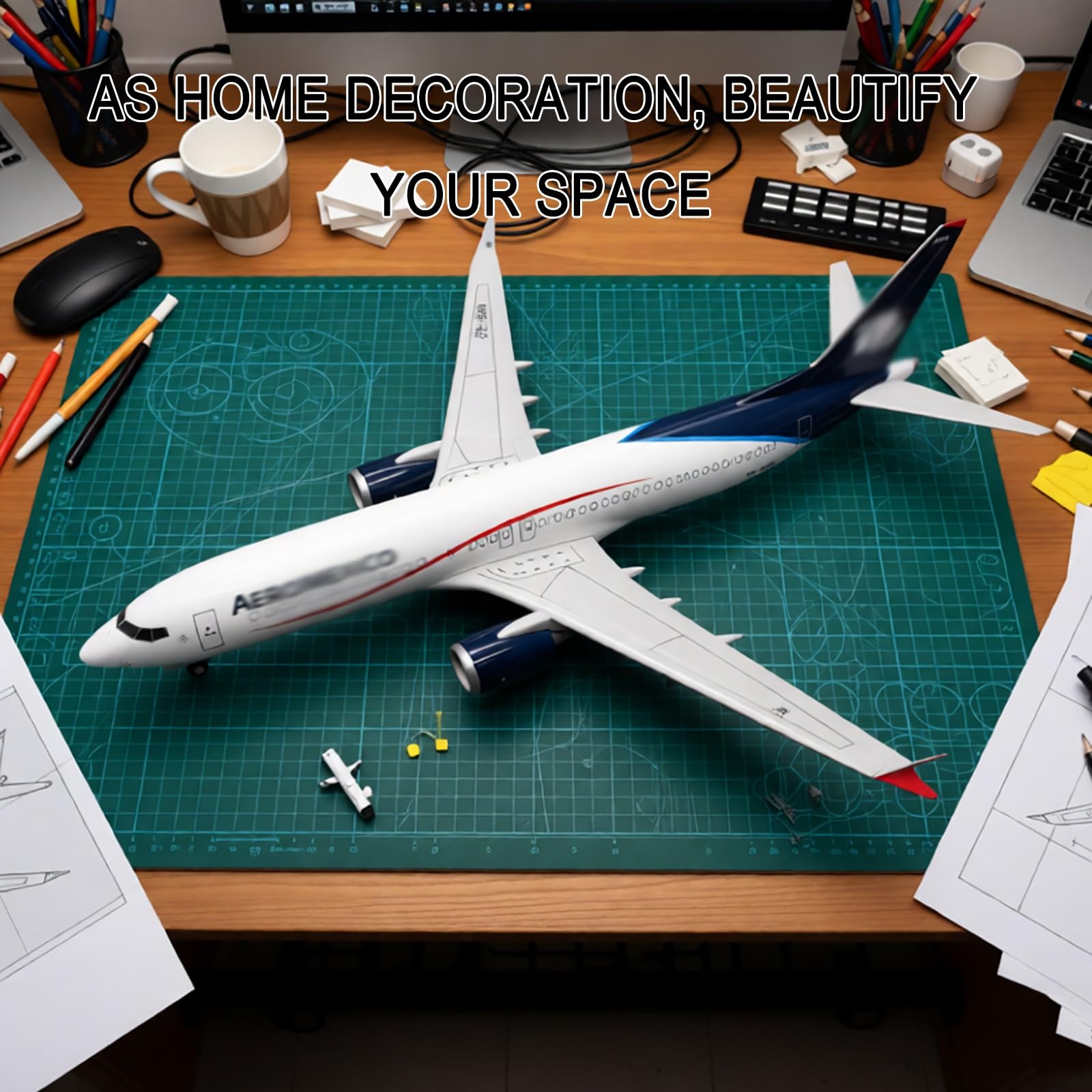 Modello aereo B737 max in scala 1:85 con ruote controllo vocale Espositore Aereo collezione ad alto realismo for casa, decorazione dell'ufficio, regalo perfetto for gli appassionati