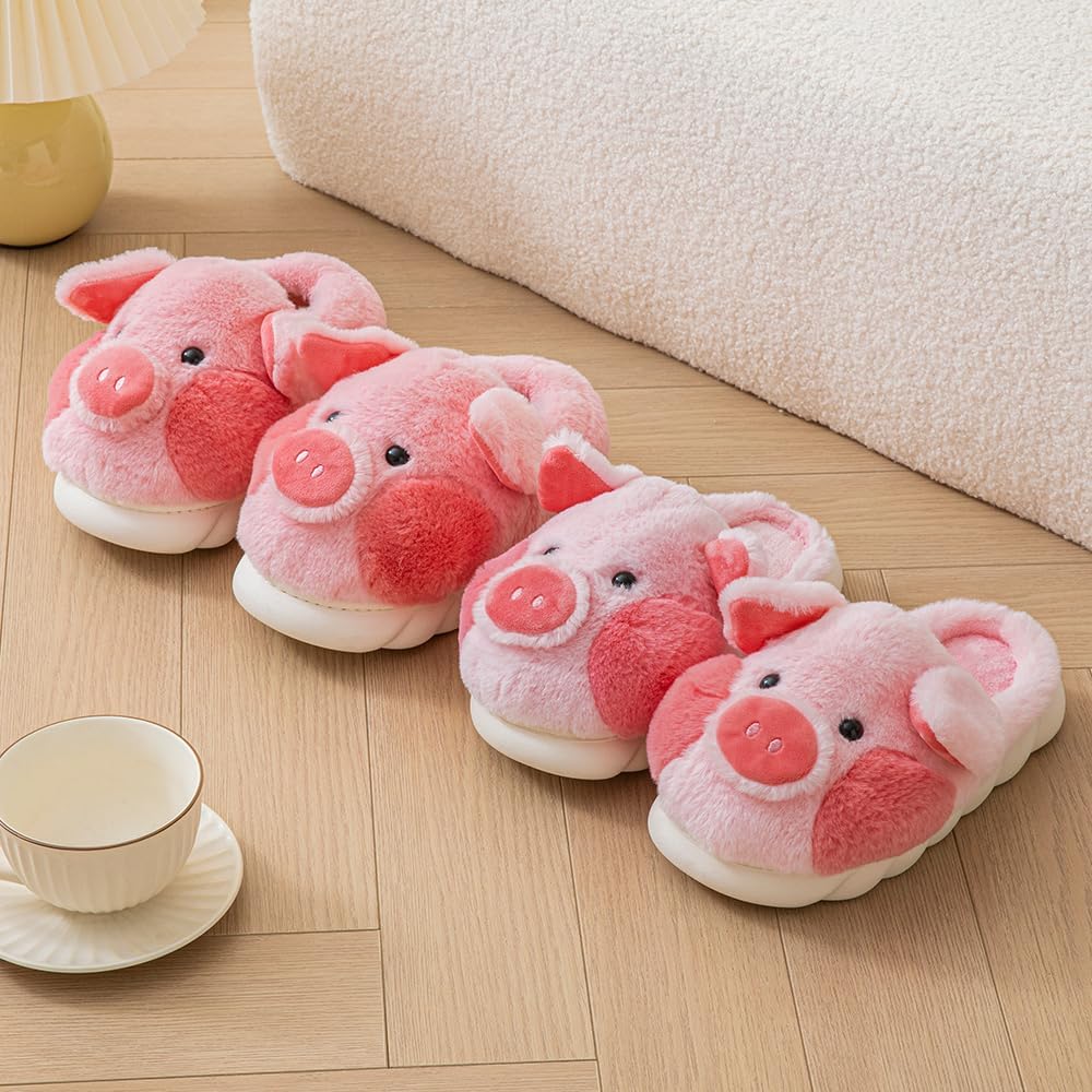 YILANLAN Adult Cotton Slippers PIg Slippers Home Slippers Plush Slippers Animal Slippers - Image 5