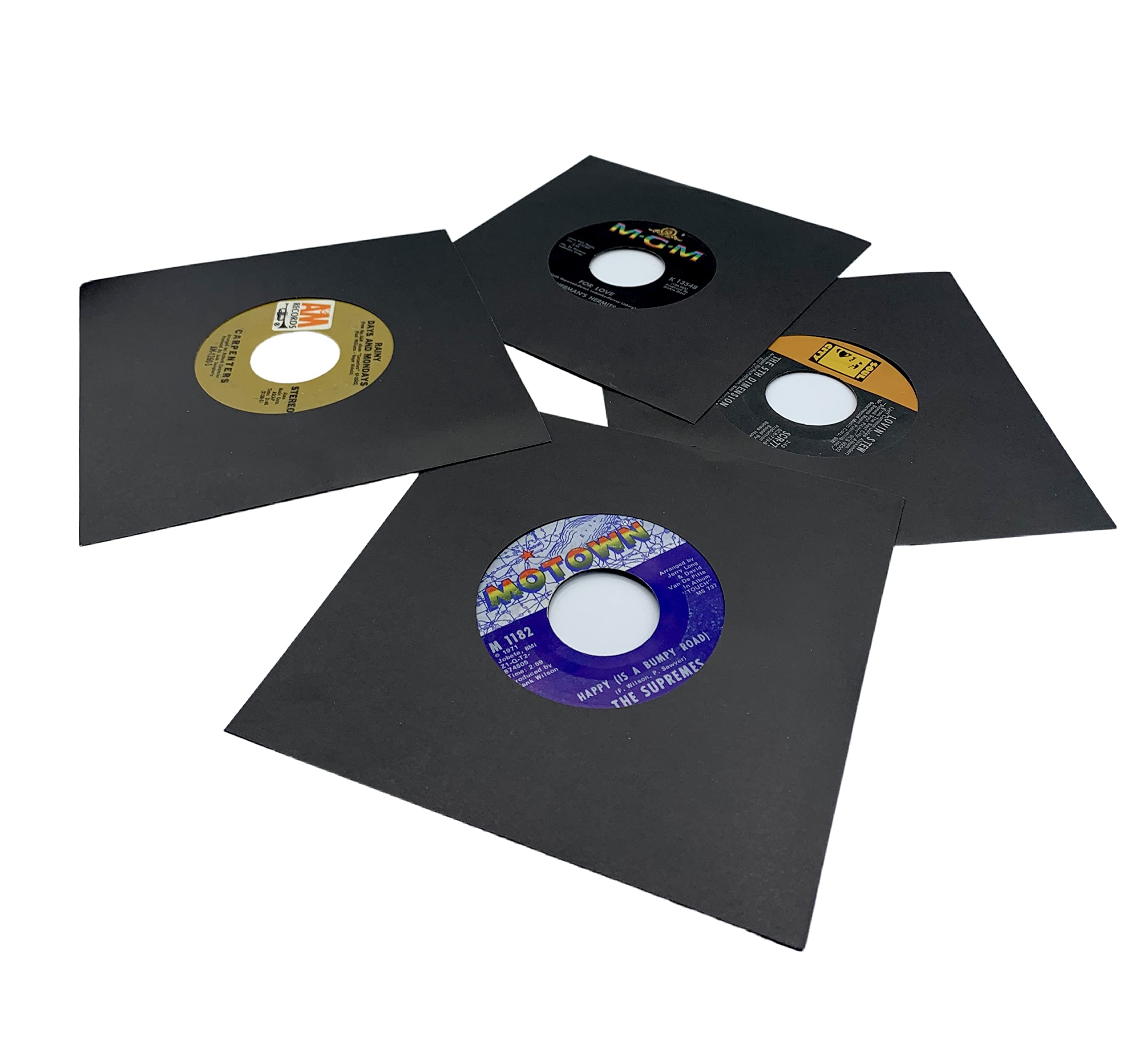 Fundas de vinilo para discos de 45 rpm, 7 pulgadas, protección sin ácidos, color negro, para discos individuales, paquete de 50