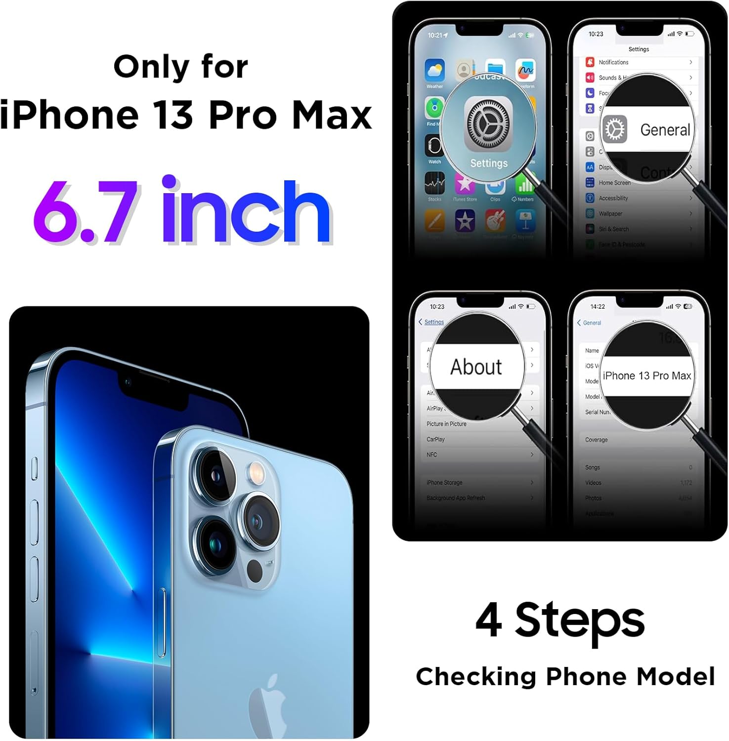 Temdan Compatible with iPhone 13 Pro Max Case Waterproof, Built-in Screen & Camera Protector IP68 Underwater Full Body 13FT Military Dropproof Shockproof Phone Case 6.7"-Black/Clear - Image 7