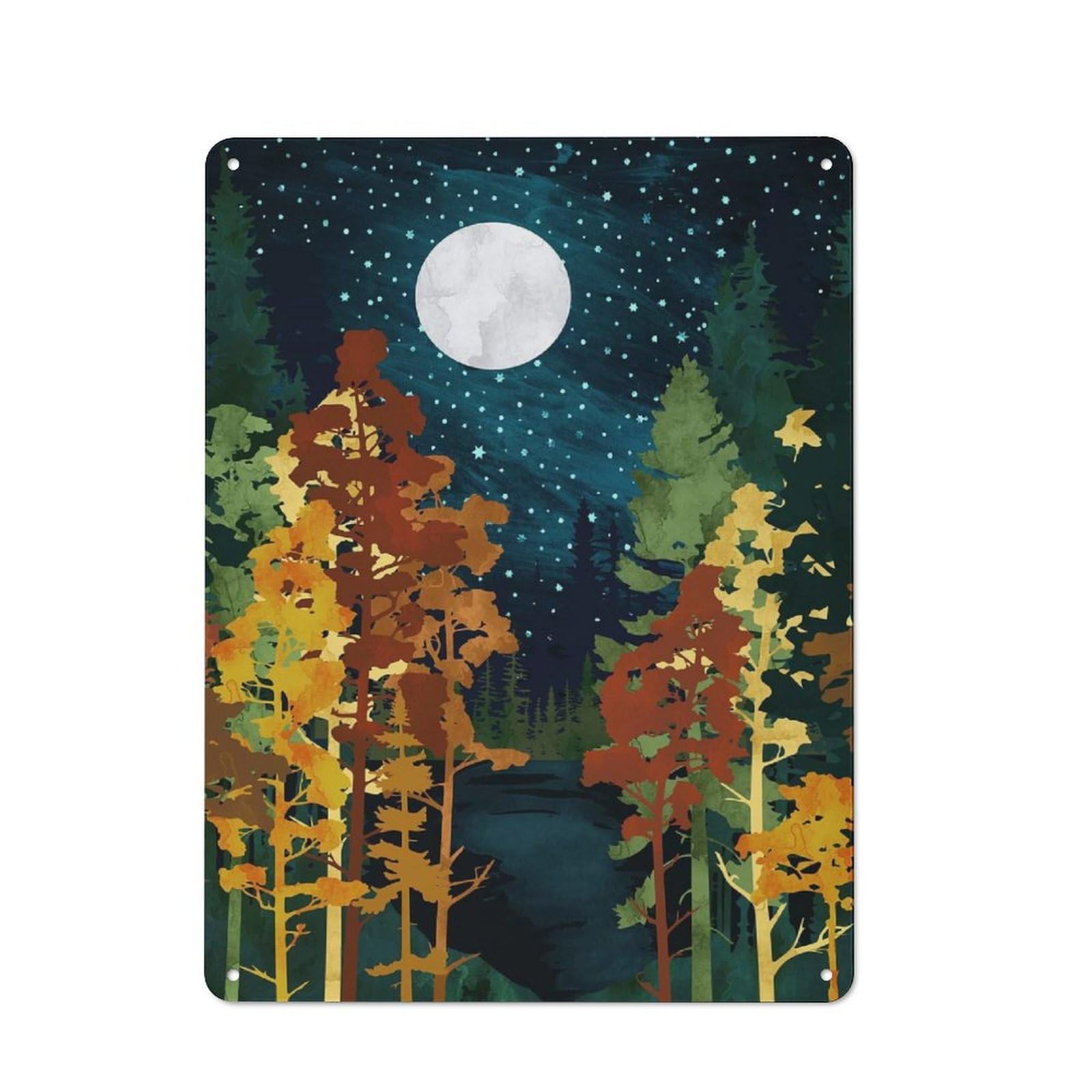 Junmoney Style-20 Vintage Tin Sign 40X30cm With Autumn Lake For Bar Or Restaurant, Suited To Bar Decor Enthusiasts