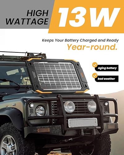 Miniatura 2 de BALDR 12V Solar Battery Charger, 13W Waterproof Dual Sided Battery Maintainer, IP67 MPPT Trickle Charger for Car, Trailer, Lawn Mower, Boat