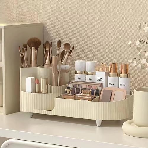 Organizador de maquillaje giratorio de 360 grados de gran capacidad, vitrina de cosméticos para mostrador de baño, organizador de cosméticos, fácil
