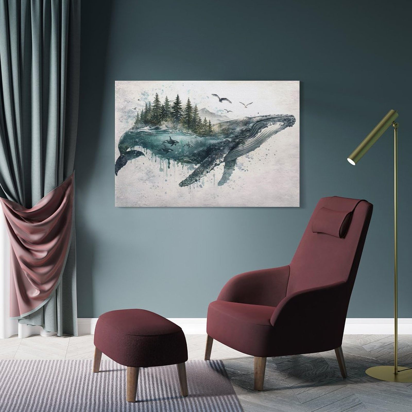 Junmoney Frame-Style-25 Canvas Wall Picture Whale The Heart Of Untamed Earth, 20X30inch(50X75cm), For Bedroom, Lounge Or Dressing Area, Stylish Decor For A Restful Room Update