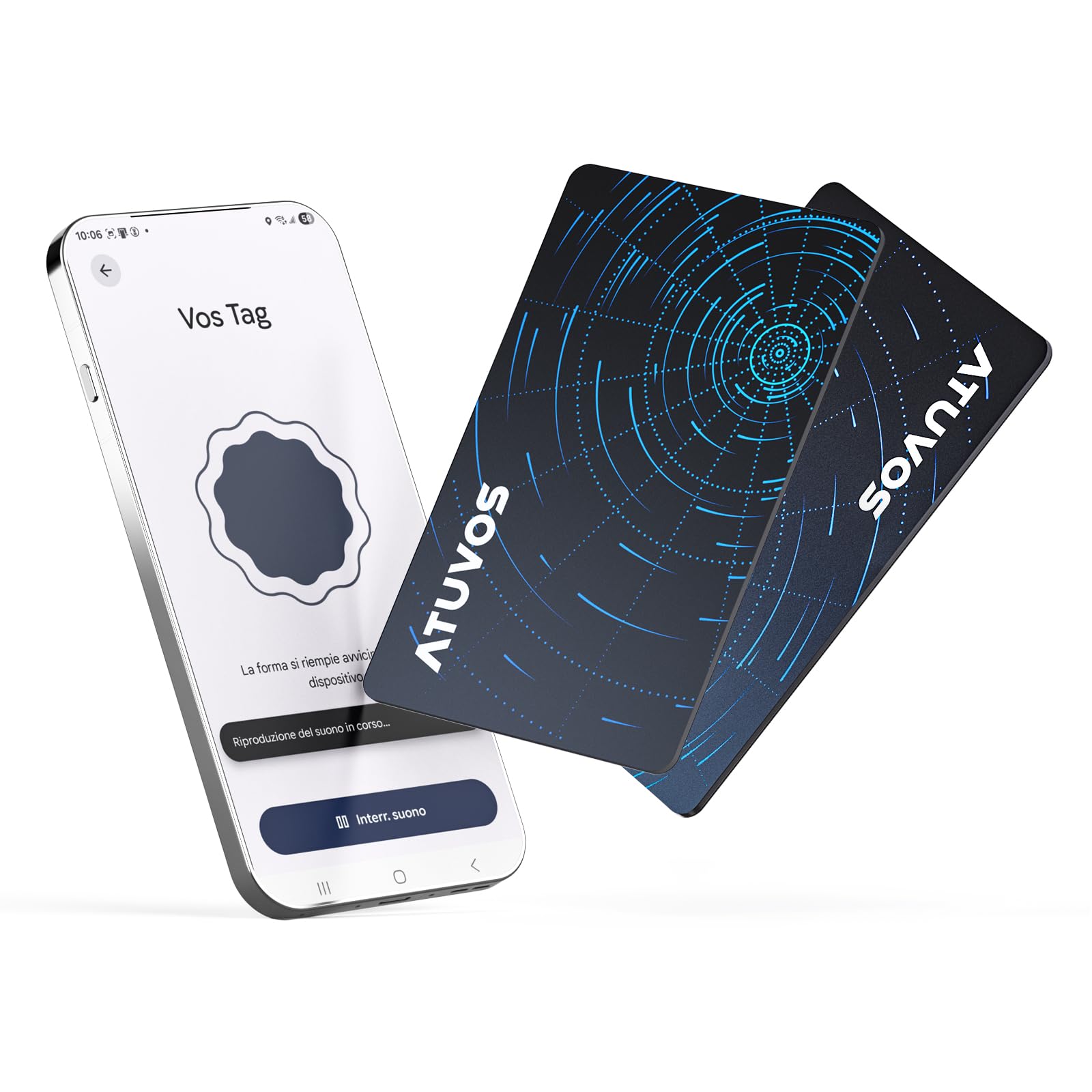 ATUVOS Air Tag Card Pro per Android & iOS, Dual System Ricaricabile Wallet Tracker Funziona con Google Funzioni Trova o Apple Dov'è APP, Smart Localizzatore per Portafoglio, Borse, Thin 1.6mm 2 Pezzo