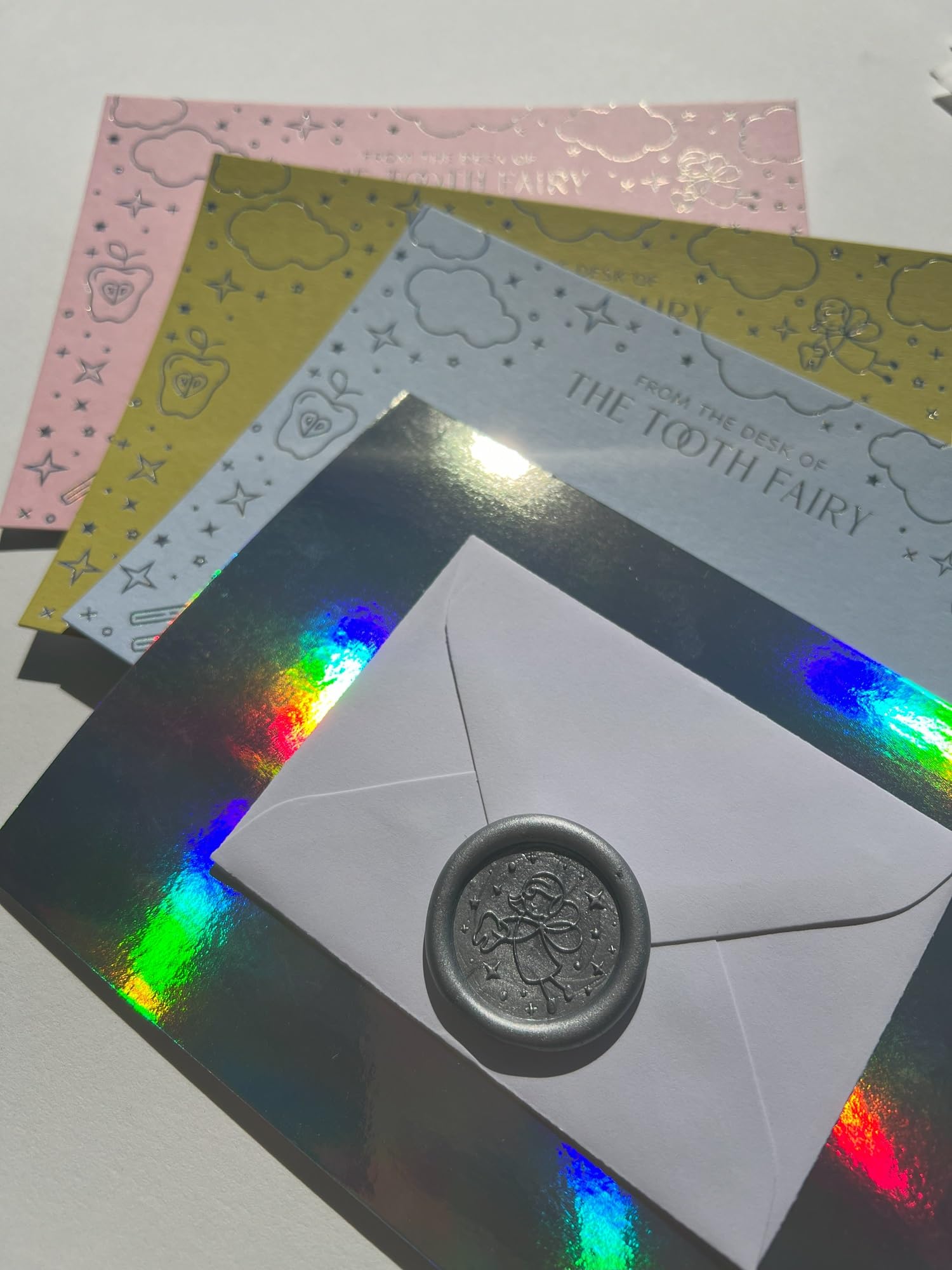 SOLE PAPER CO. Tooth Fairy Lot de 6 cartes holographiques en aluminium