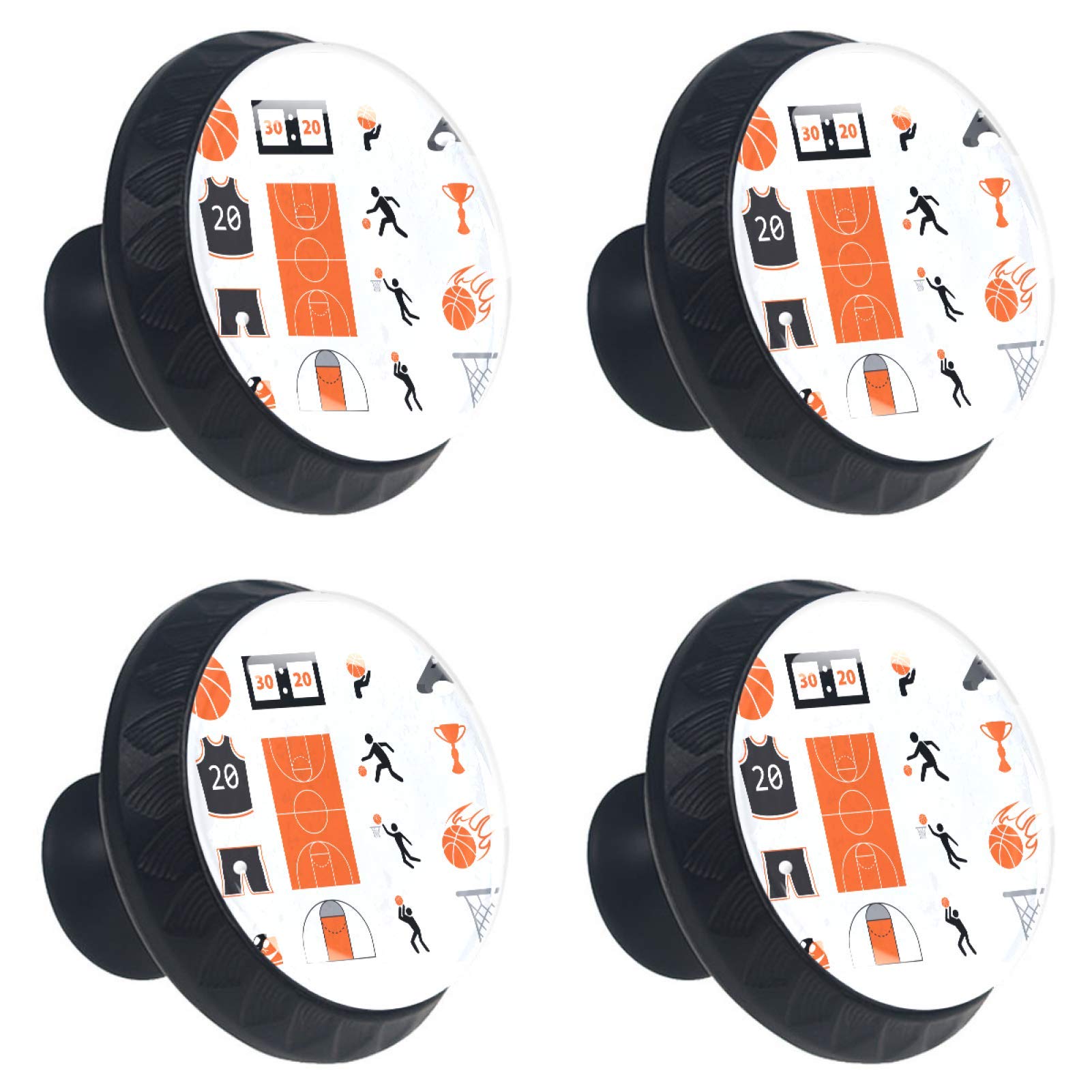 Boutons de tiroir basket-ball multicolores poignée de meuble cuisine armoire lot de 4