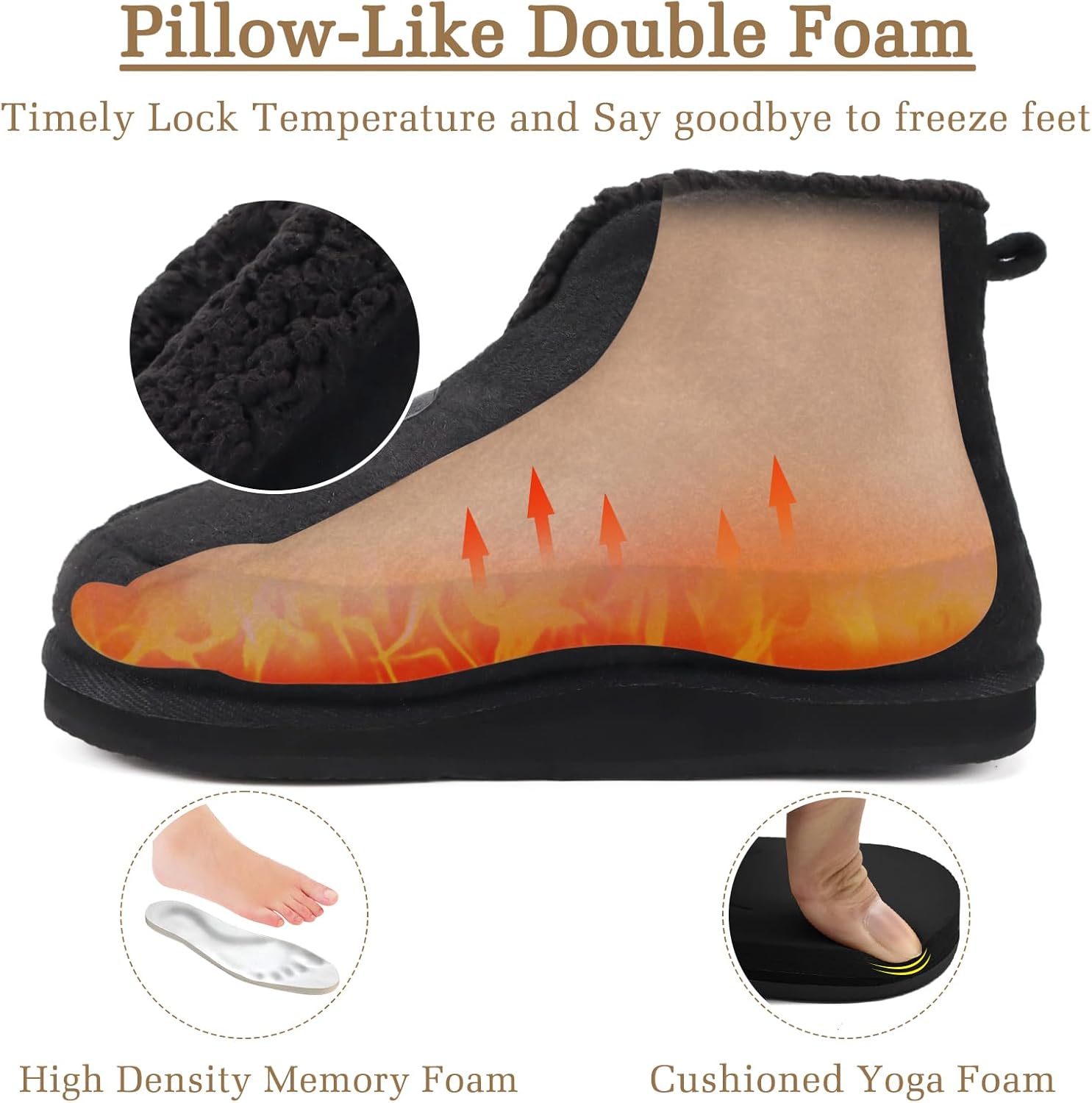 KuaiLu Mens House Slippers Booties Cozy Memory Foam Boots Warm Plush Lining Winter Felt Home Bedroom Slipper Socks Indoor Outdoor Non-Slip Shoes - Image 2