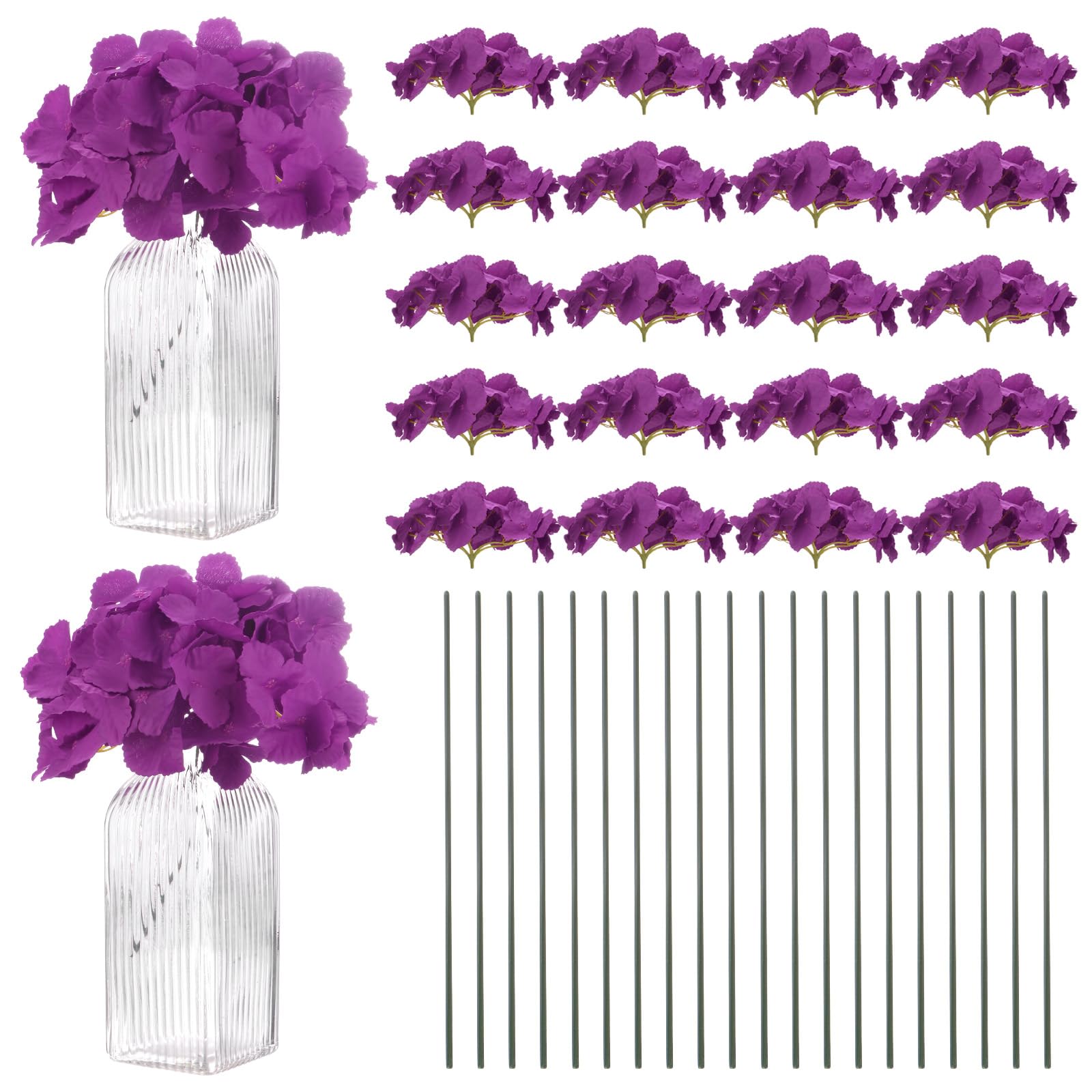 M METERXITY 40-Pack Silk Hydrangea Flowers, Artificial Flowers Heads with 40pcs Stems