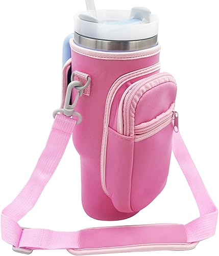 Bolsa de transporte para botella de agua Stanley Quencher de 40 onzas con asa, bolsa de neopreno para botella de agua con correa de hombro