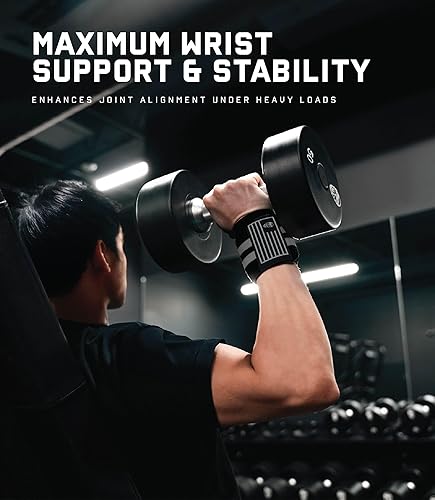 Miniatura 2 de Gymreapers - Muñequeras de halterofilia, profesionales, con presilla de pulgar resistente para competición de levantamiento de pesas, entrenamiento