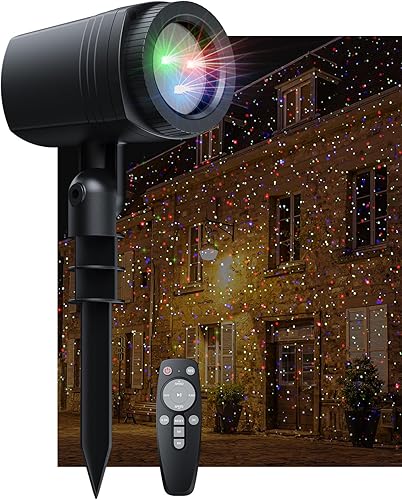 Miniatura 7 de Luces láser de Navidad para exteriores, proyector de luz RGB (rojo, verde, azul) con control remoto RF y temporizador para fiestas y bodas, luces de