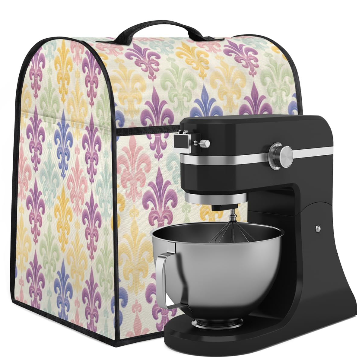 Coffee Maker Cover Colorful Fleur De Lis Kitchen Appliance Covers Small Appliance Covers Blender Cover Juicer Cover Dust Covers for Kitchen Appliances with Top Handle and Pockets,Washable,C580