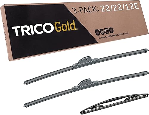 Trico Gold - Kit de limpiaparabrisas de repuesto para auto, incluye escobillas de 22pulgadas (2) y 12pulgadas (18-2222-12E)