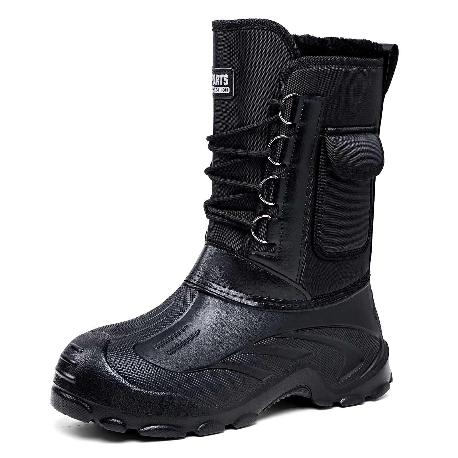 Winter-Schneestiefel, Outdoor-Stiefel bis zur Mitte der Wade mit Schlupfsohle für kaltes Wetter