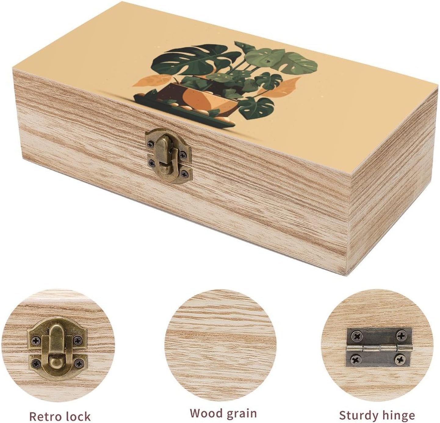 Vintage Wooden Storage Box with Front Clasp Keepsake Box with Lid image 3