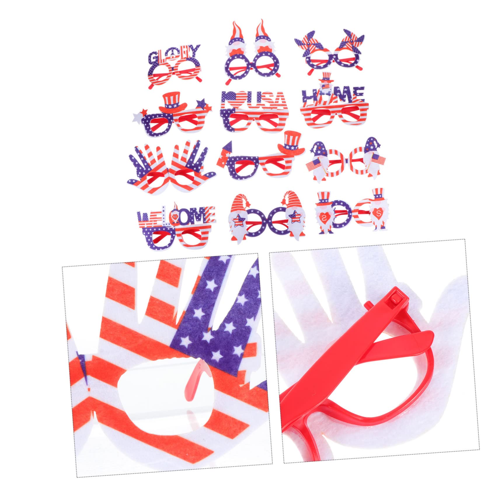 MAGICLULU 2 Ensembles Montures De Lunettes Pour Le Jour De L'Indépendance Rideaux À Franges En Aluminium Guirlandes De Porte En Peluche Décorations De Nouveauté Pour 12 pièces * 2
