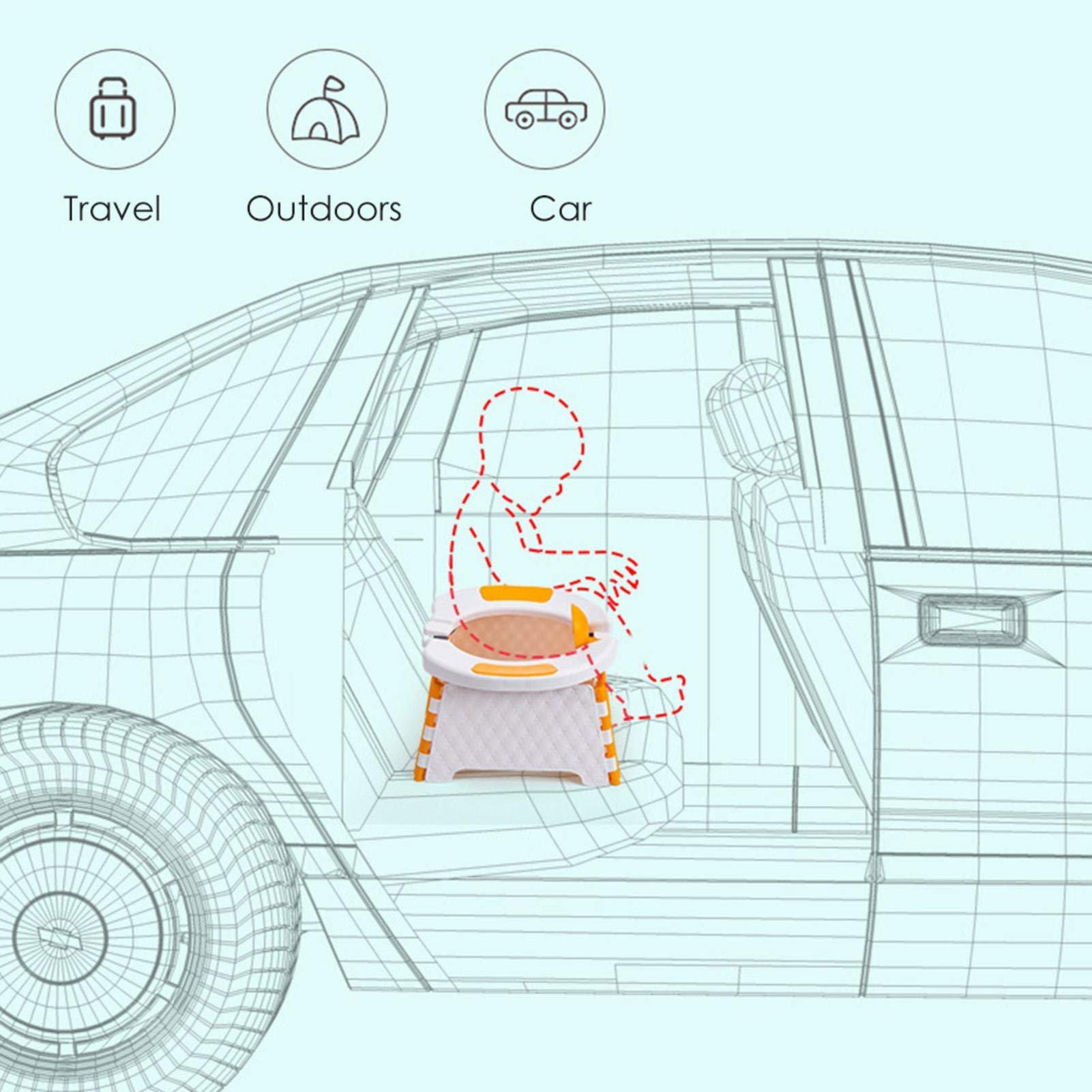zaizai Taburete De Inodoro Plegable Portátil para Automóvil, Orinal De Viaje para Adultos, Niños, Inodoro De Emergencia Móvil, Asiento De Inodoro, Inodoro Portátil para Automóvil,Inodoro De Camping
